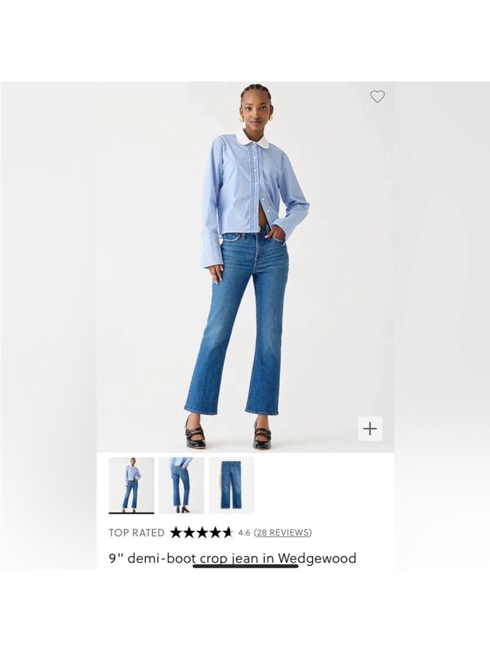 EUC 9" Demi-Boot Crop Jeans in Wedgewood - Women Size 28